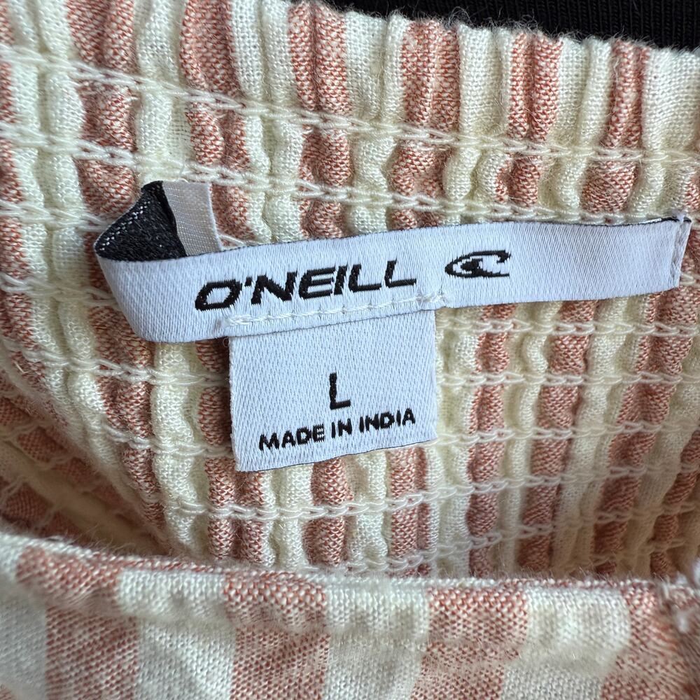 NWT O'Neill Sleeveless romper - jumpsuit cotton linen Beachy Striped size L - Picture 10 of 12